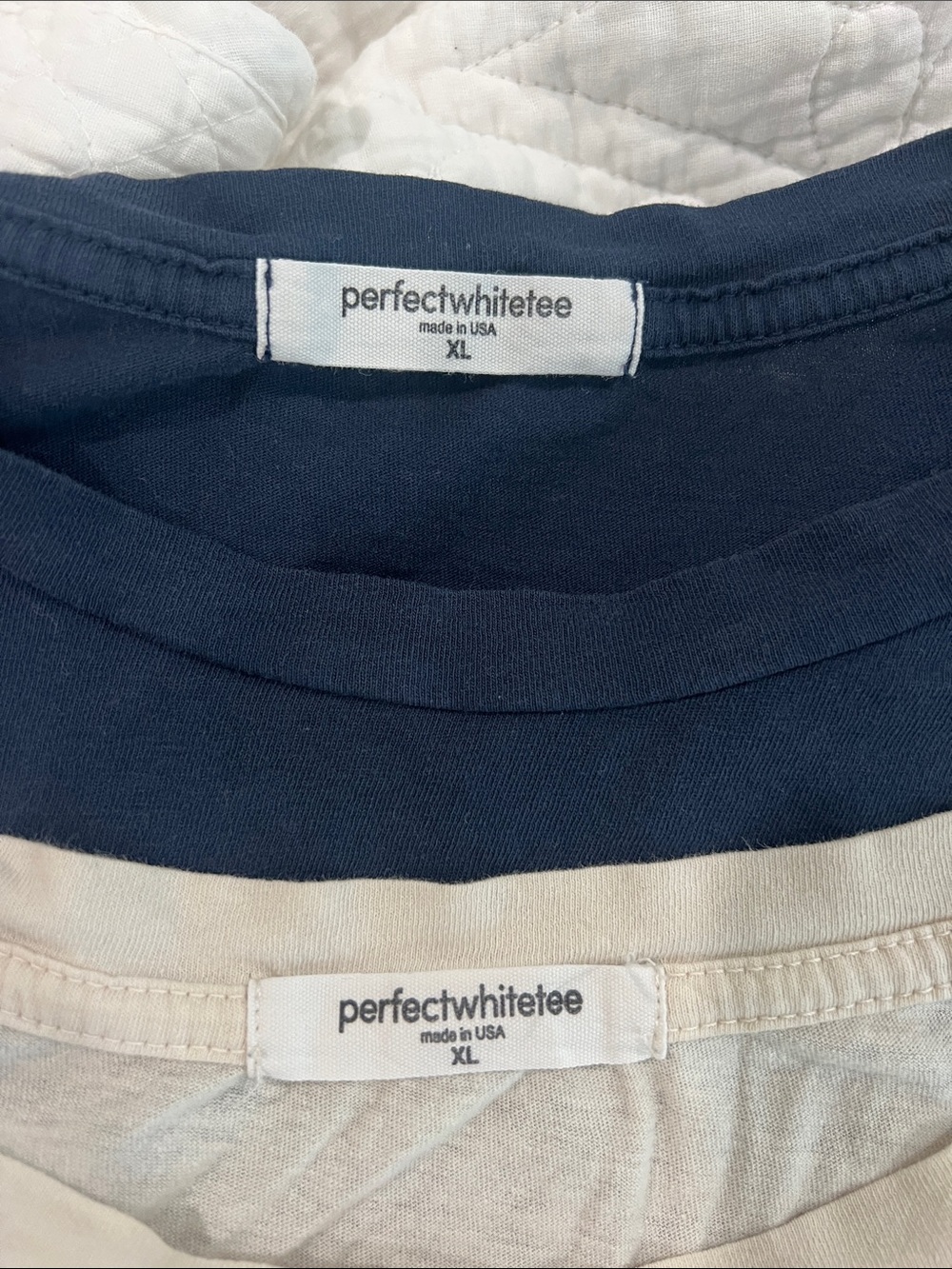 perfectwhitetee Navy and Cream Classic Crewneck Tees